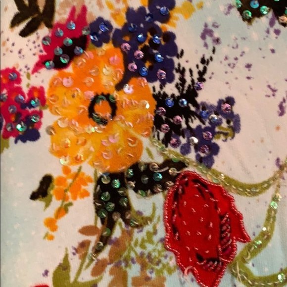 Womens Size Medium Vertigo Paris Multicolor Embellished Floral Knit Sweater - Picture 5 of 5